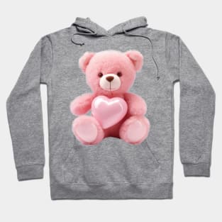 Cute Pink Teddy Bear with Heart Hoodie